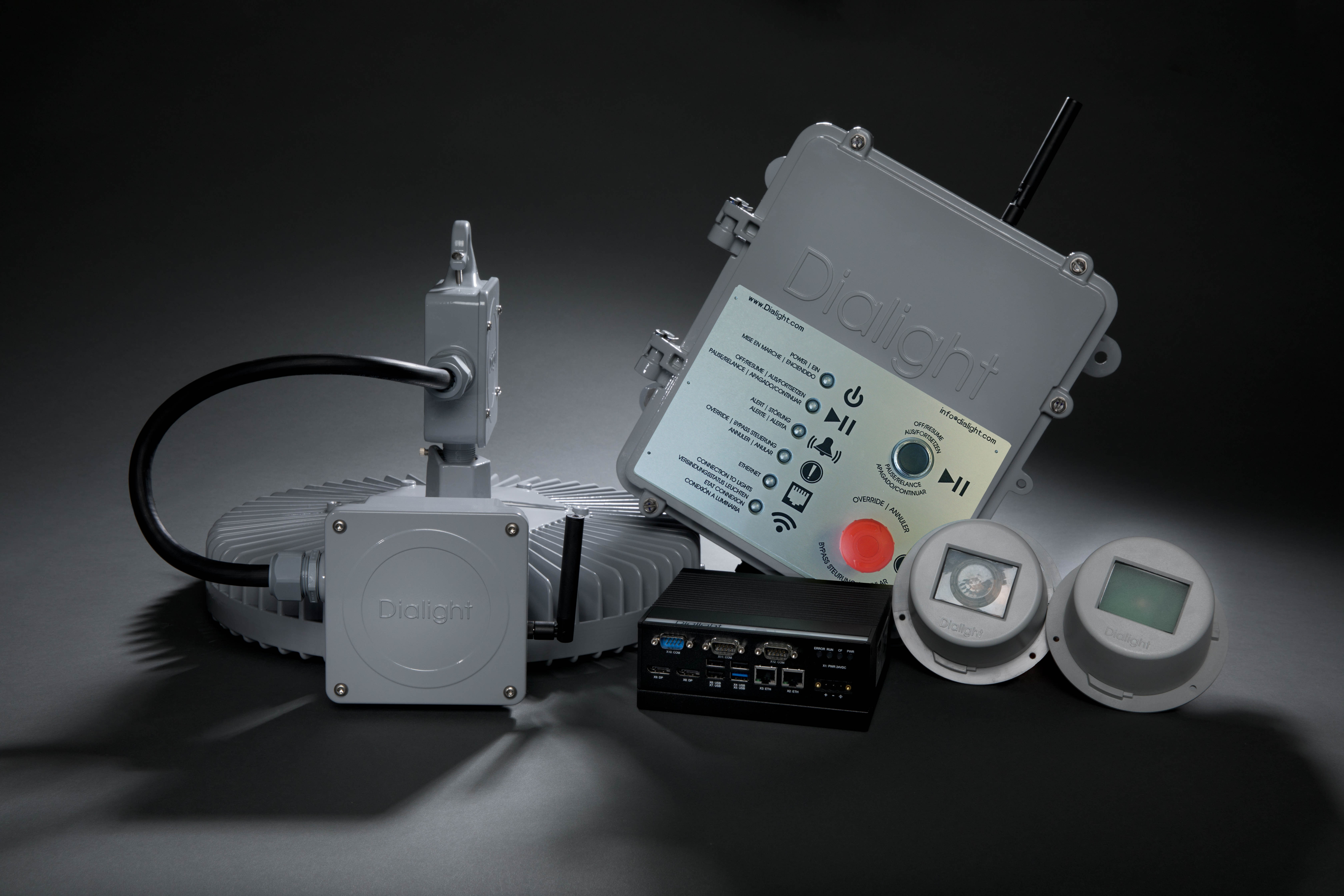 Dialight IntelliLED Wireless Controls with Vigilant High Bay and sensors.