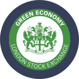 Sustainability logo for Green Economy Index on the London Stock Exchange.
